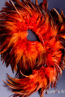 Frange coq - long. plumes 10-15 cm - ambre-café